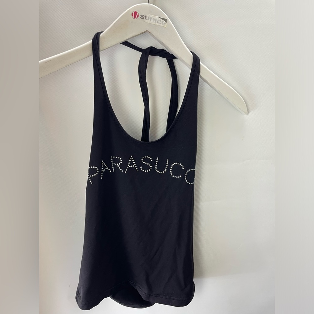 Parasuco Black Halter Top with Studded Logo
